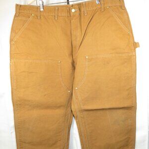 Carhartt B01-BRN Double Knee Dungaree Work Pants Duck Union USA Mens Size 48x30